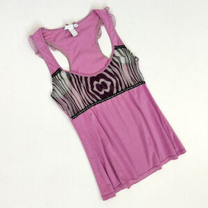 y2k euro Cavalli pink tank top with mesh detail